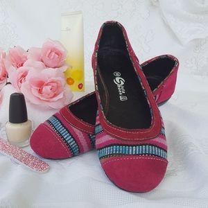 SIXTA: AZTEC DESIGN WOVEN FLATS SHOES, WOMENS SIZE 8
